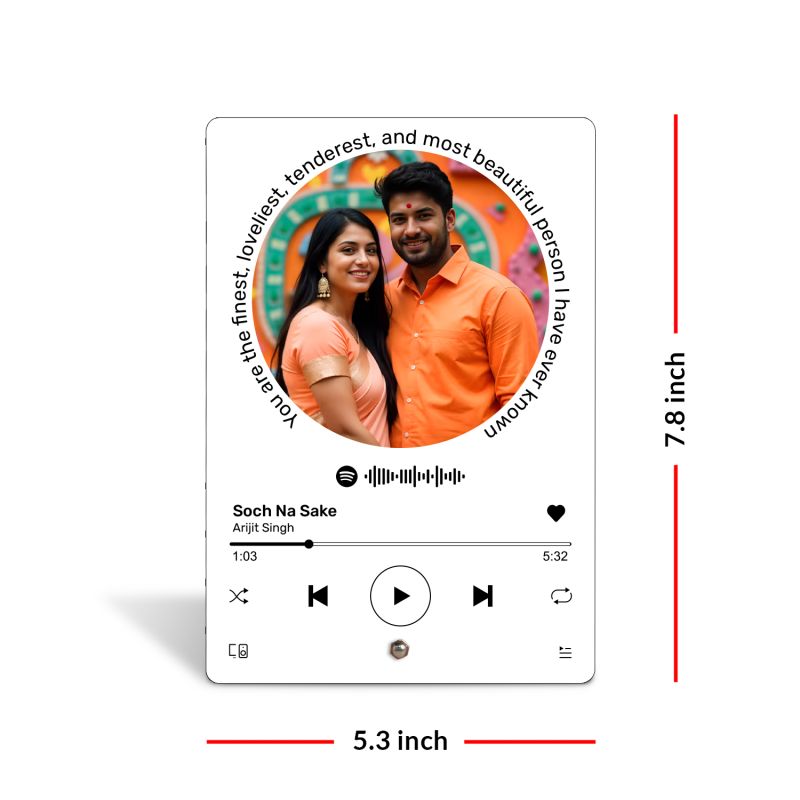 Personalized Spotify Photo Frame with Steel Removable Stand Gift For Birthday, Anniversary, Valentine's Day Customized Music Photo Frame With Scannable Code